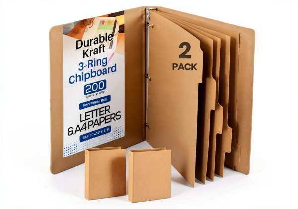 Performore Natural Chipboard Kraft Binder for Office-0