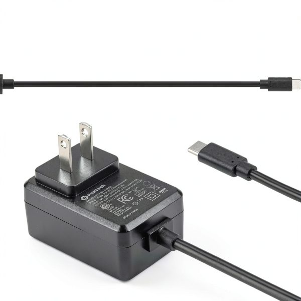 R∞RasTech 27W GaN USB-C Power Supply for Raspberry Pi 5 Black 1.3M-5