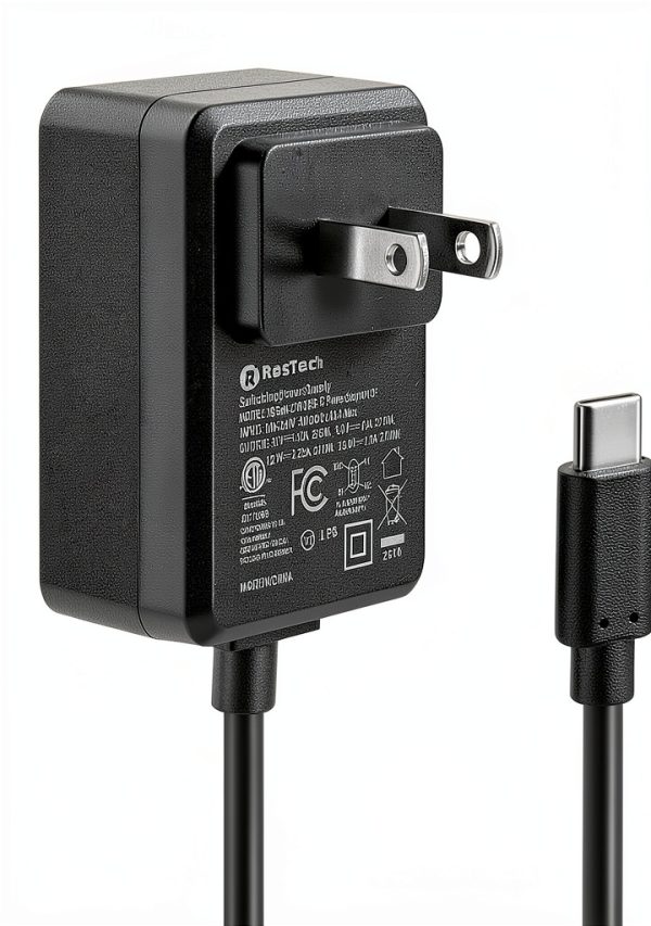 R∞RasTech 27W GaN USB-C Power Supply for Raspberry Pi 5 Black 1.3M-0