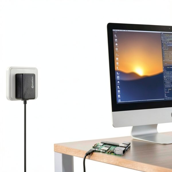 R∞RasTech 27W GaN USB-C Power Supply for Raspberry Pi 5 Black 1.3M-1